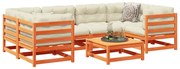 vidaXL 7 pcs conjunto sofás de jardim madeira de pinho castanho cera