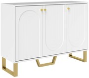 HOMCOM Aparador de 3 Portas Aparador Moderno para Sala de Estar com Prateleiras Ajustáveis Móvel para TV até 50 Polegadas 106,5x35x77,5 cm Branco | Aosom Portugal