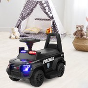 Carro de Polícia Elétrico para Crianças 6V a Bateria com Megafone Alarme Luz para 18-60 Meses 62 x 44 x 43 cm Preto