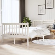 Estrutura de cama dupla pequena 120x190cm madeira maciça branco