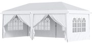 Outsunny Tenda para Festas 585x295x270 cm com Paredes Laterais Amovíveis 2 Portas com Zíper 4 Janelas e Bolsa de Transporte Branco | Aosom Portugal