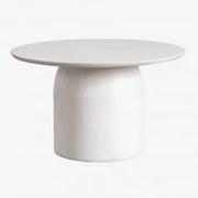 Mesa De Centro Para Jardim Redonda Ø75 Cm Em Cimento Layana Branco Acinzentado - Sklum