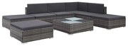 8 pcs conjunto lounge de jardim c/ almofadões vime PE cinzento