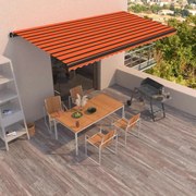 vidaXL Toldo retrátil manual 600x350 cm laranja e castanho