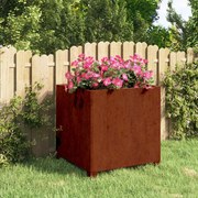 vidaXL Vaso/floreira com pernas 50x50x50 cm aço corten cor enferrujado