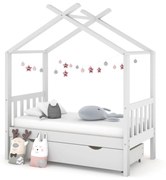 Cama para crianças c/ gaveta 70x140 cm pinho maciço branco