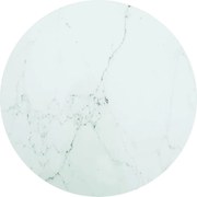 vidaXL Tampo mesa Ø80x1 cm vidro temperado design mármore branco