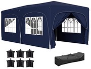 Outsunny Tenda Dobrável 3x6 m Tenda de Jardim para Festas e Eventos com Painéis Laterais UPF50+ Altura Ajustável e Bolsa de Transporte Azul Escuro | AOSOM Portugal