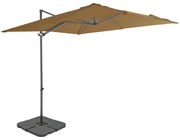 Guarda-sol de jardim com base portátil cinzento-acastanhado