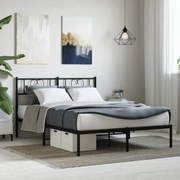 Estrutura de cama com cabeceira 140x190 cm metal preto