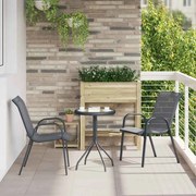 vidaXL Conjunto Bistro de Jardim de 3 Peças Cinza Textilene e Aço