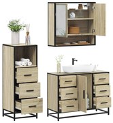 vidaXL 3 pcs conj. móveis casa banho derivados madeira carvalho sonoma