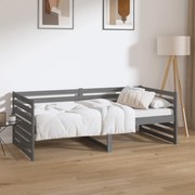 Sofá-cama 90x190 cm madeira de pinho maciça cinzento