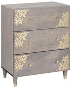 vidaXL Buffet Cinza e Ouro 60 x 33 x 75 cm Madeira de manga maciça