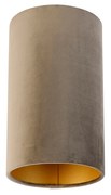 Abajur de veludo Taupe com interior dourado 15/15/25 Moderno