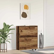 vidaXL Armário de Sapatos com porta Madeira antiga 80 x 21 x 87,5 cm