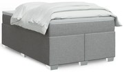 Cama boxspring com colchão 120x190 cm tecido cinzento-claro