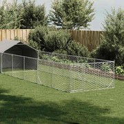 vidaXL Canil exterior para cães com corredor 8x2x1,5 m aço galvanizado