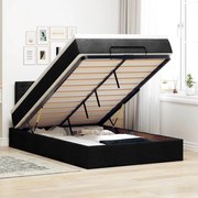 Cama otomana com colchão &amp; LEDs 120x190 cm tecido preto