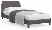 vidaXL Estrutura cama c/ cabeceira couro artificial 90x190 cm cinzento