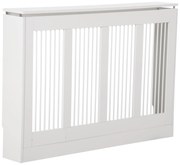 HOMCOM Cobertura de Radiador com Ripas Moderna e Elegante para Casa em MDF e Aço 120x18x84 cm Branco | Aosom Portugal