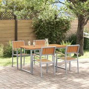 vidaXL Conjunto de Jantar de Jardim de 5 Peças Cinza com Estrutura de Aço e Madeira Sólida de Acácia.