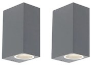 Conjunto de 2 Apliques Modernos Cinza Escuro 2 Luzes IP44 - Baleno Moderno