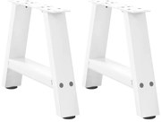 vidaXL Pés para mesa de centro em formato A, 2 peças, branco, 30x(30-31) cm, aço