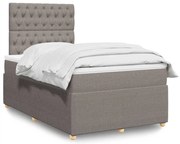 vidaXL Cama boxspring c/ colchão 120x190cm tecido castanho-acinzentado