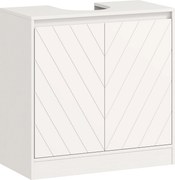 HOMCOM Móvel para Lavatório Pousar com 2 Portas e Prateleira Ajustável para Lavatórios com ou sem Pedestal 60x30x59,8 cm Branco | Aosom Portugal