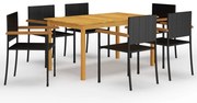 vidaXL 7 pcs conjunto de jantar de jardim preto
