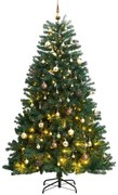 vidaXL Árvore Natal artificial articulada c/ 300 luzes LED+bolas 210cm