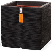 Capi Vaso quadrado Nature Rib 40x40 cm preto KBLR903