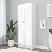 Coluna Casa de Banho com 2 Portas de Vidro Prateleiras Ajustáveis e Prateleira  de Armazenamento 45x30x170 cm Branco