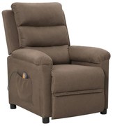 vidaXL Poltrona de massagens tecido cinza-acastanhado
