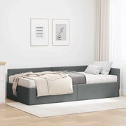 vidaXL Estrutura de Cama de Canto com Colchão 2 pcs Cinzeto tecido