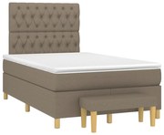 vidaXL Cama boxspring c/ colchão 120x190cm tecido castanho-acinzentado