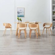 vidaXL Cadeiras jantar 6 pcs madeira curvada e couro artificial creme