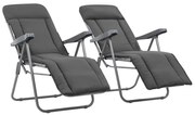 vidaXL Cadeiras de jardim dobráveis com almofadões 2 pcs cinzento
