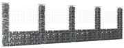 vidaXL Cesto gabião em forma de U c/ 5 postes 500x20x150 cm ferro