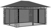 Gazebo com rede mosquiteira 4x3x2,73 m 180 g/m² antracite