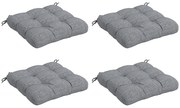 Outsunny Conjunto de 4 Almofadas para Cadeiras de Sala 48x48x7 cm Impermeáveis e Anti-UV com 2 Fitas de Fixação Cinzento