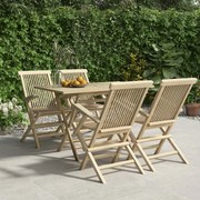 vidaXL 5 pcs conjunto de jantar p/ jardim madeira de teca maciça cinza