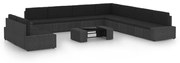 vidaXL 10 pcs conjunto lounge de jardim c/ almofadões vime PE preto