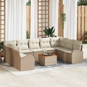vidaXL Sofá de Jardim 10 Peças com Almofadas Beijão em Rattan Sintético e Acácia
