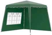 Outsunny Tenda Dobrável com 2 Paredes Laterais Altura Ajustável Proteção UV50+ e Bolsa de Transporte 240x240x250 cm Verde