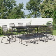 vidaXL 9 pcs conjunto de jantar para jardim vime de PVC preto