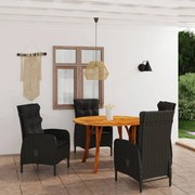 5 pcs conjunto de jantar para jardim preto