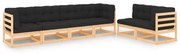 vidaXL 6 pcs conjunto lounge de jardim c/ almofadões pinho maciço