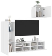 vidaXL 4 pcs móveis de parede p/ TV derivados de madeira branco